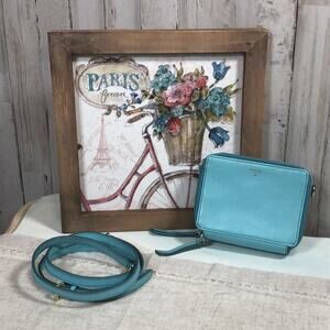 Fossil Pebbled Leather Adjustable Crossbody in Robins Egg Blue